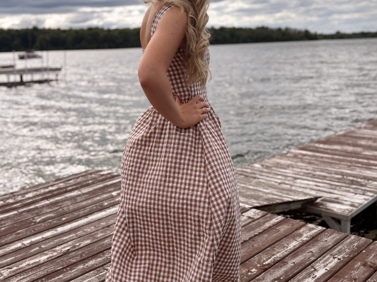 Ophelia Gingham Print Midi Dress - Love and Lee Apparel