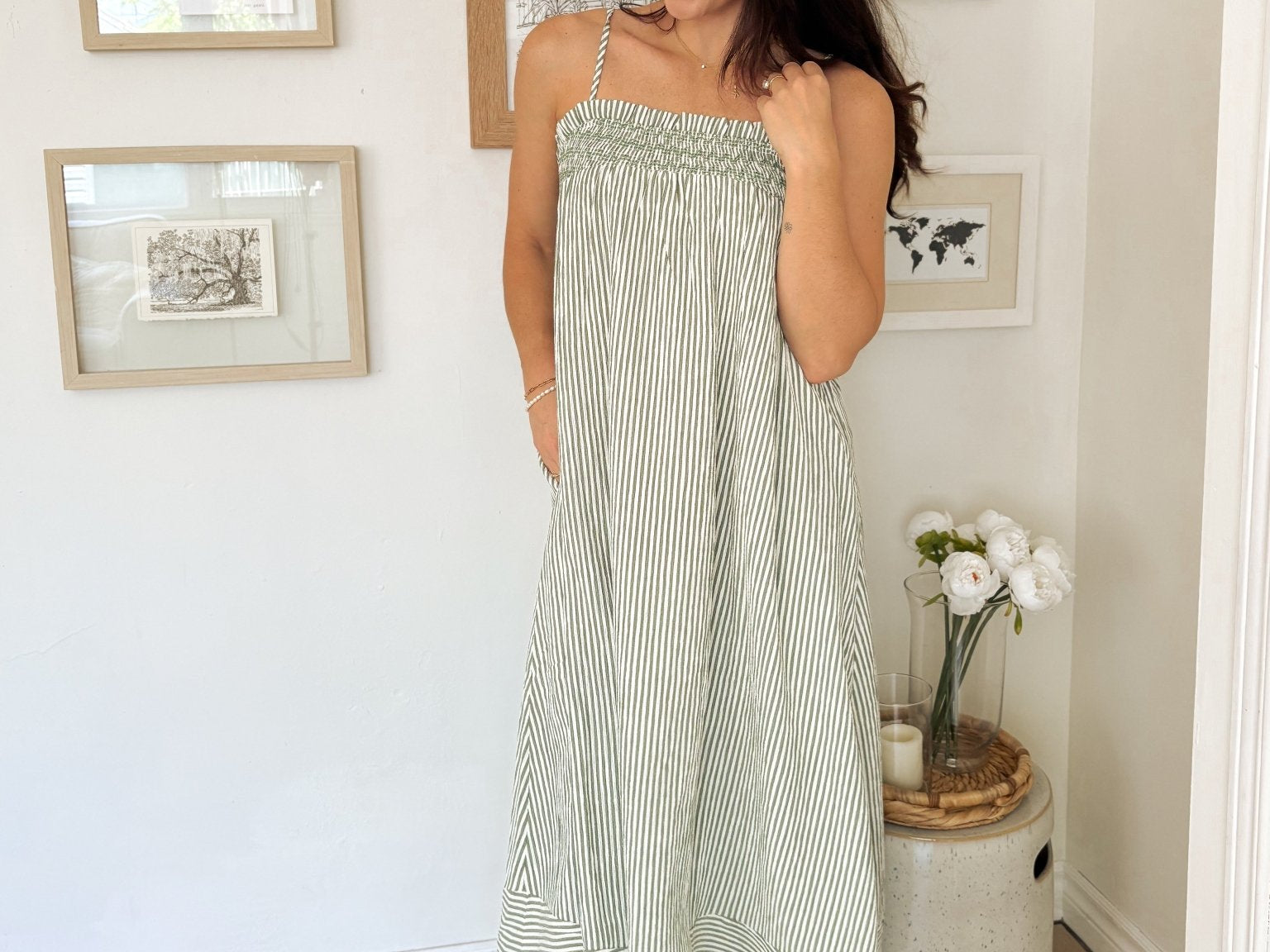 The Isabella White And Green Maxi Dress - Love and Lee Apparel