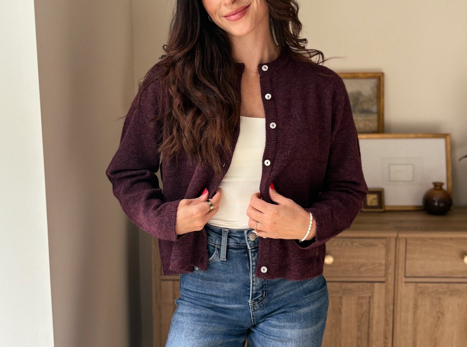 The Maison Merlot Knit Cardigan in Burgundy - Love and Lee Apparel