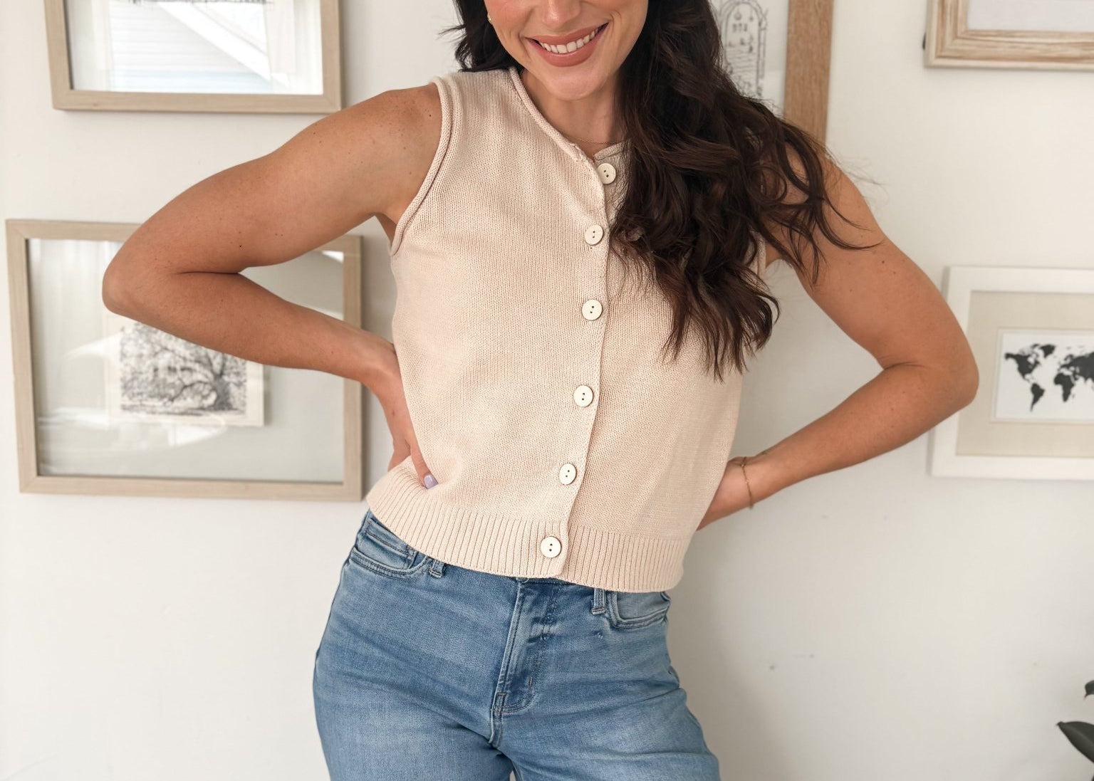 The Dakota Raw Edge Button Down Knit Cardigan Vest Top - Love and Lee Apparel