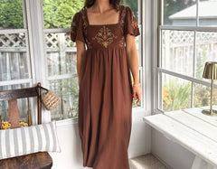 The Polly Needlepoint Embroidery Detail Bell Sleeve Midi Dress - Love and Lee Apparel