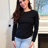 The Blair Ruched Two Tone Texture Knit Top - Available in 2 colours - Love and Lee Apparel