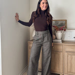 The 'Tweed & Pine' High Waisted Pleated Wide Leg Wool Blend Trousers - Love and Lee Apparel