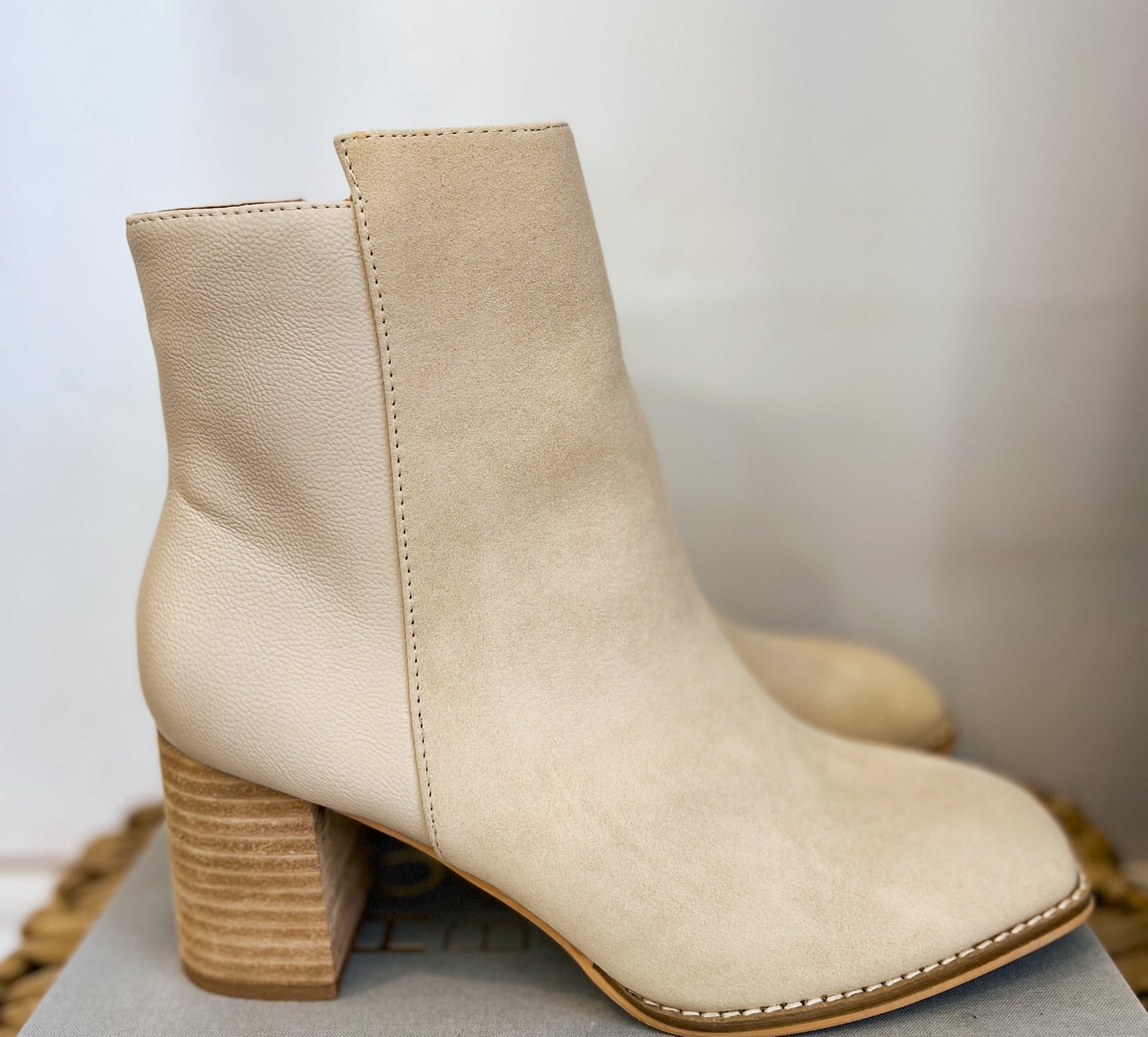 The Jennifer Two - tone Semi - square Toe Ankle Boots - Love and Lee Apparel