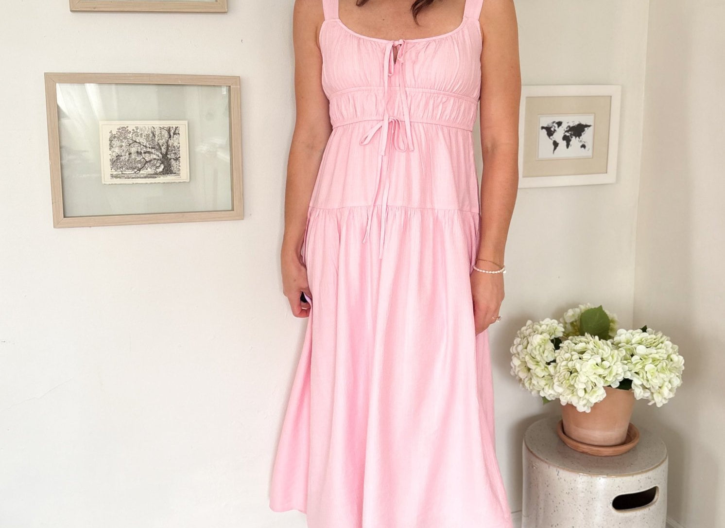 The Aubrey Pink Midi Dress - Love and Lee Apparel