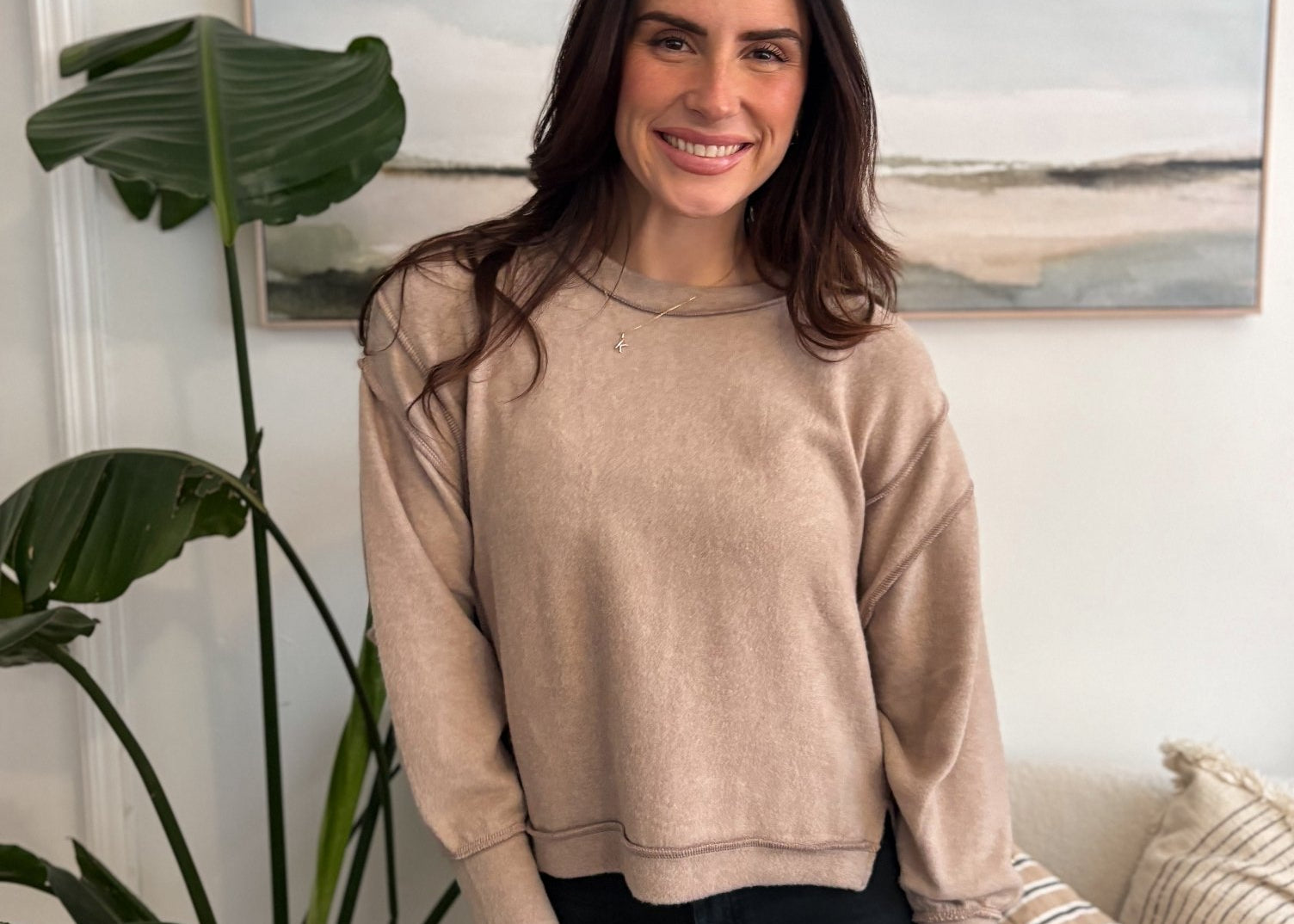 Shawna Long Sleeve Mockneck Soft Melange Sweater - Love and Lee Apparel