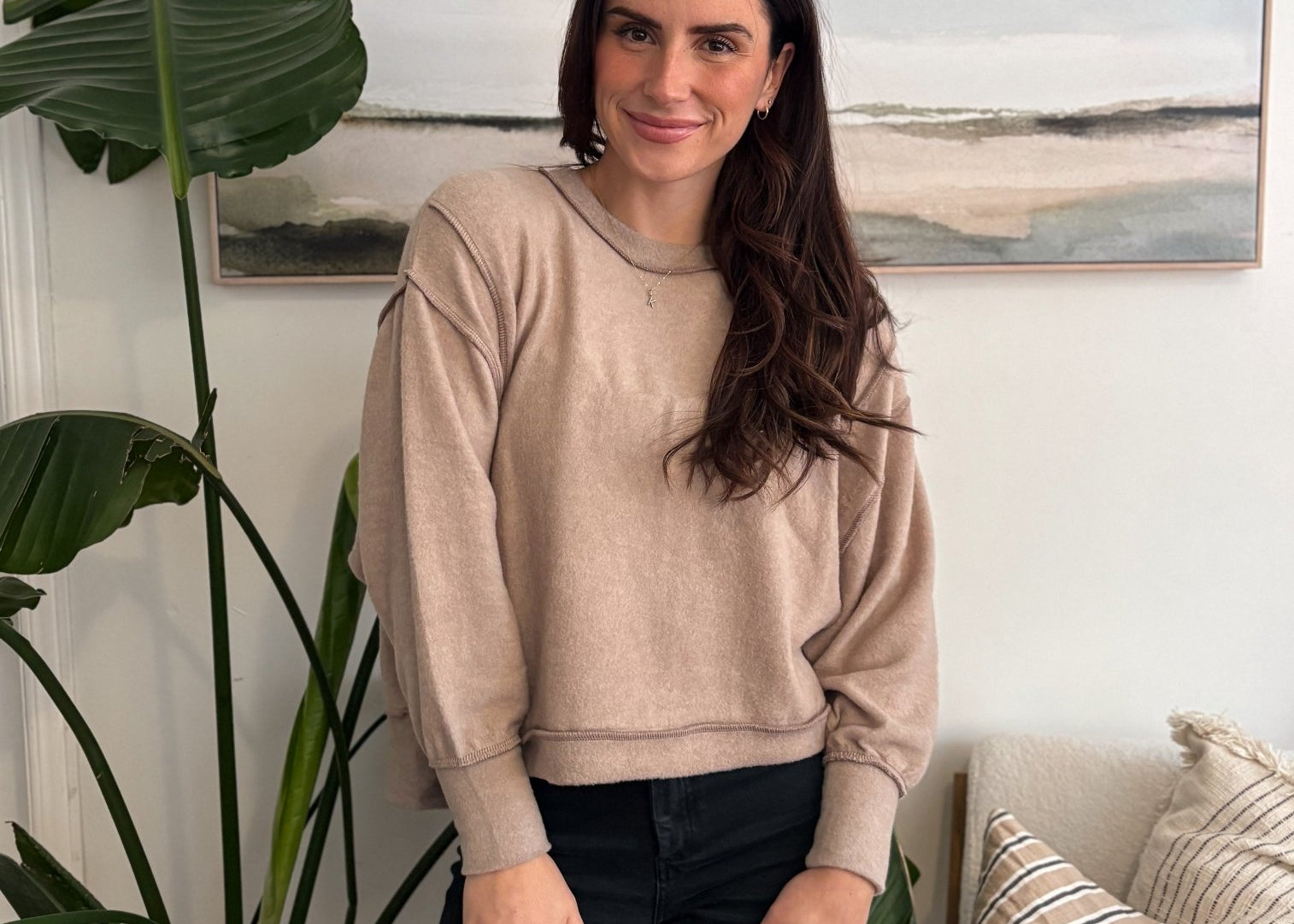 Shawna Long Sleeve Mockneck Soft Melange Sweater - Love and Lee Apparel