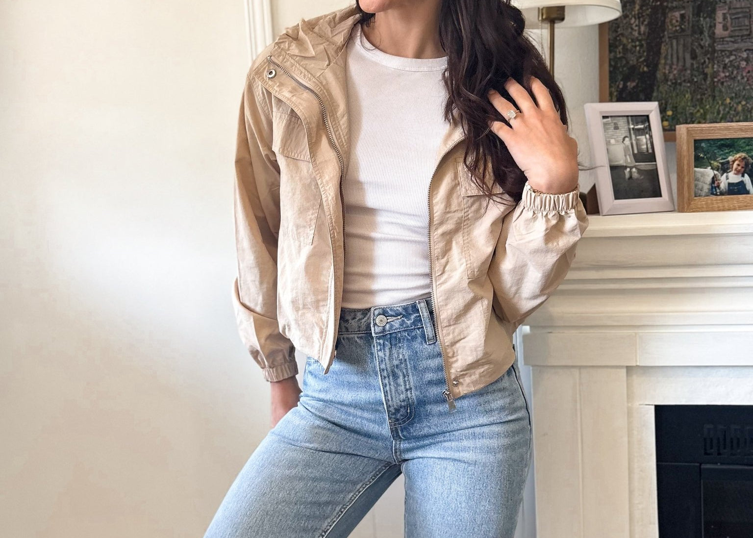 The Harper Beige Windbreaker Jacket - Love and Lee Apparel