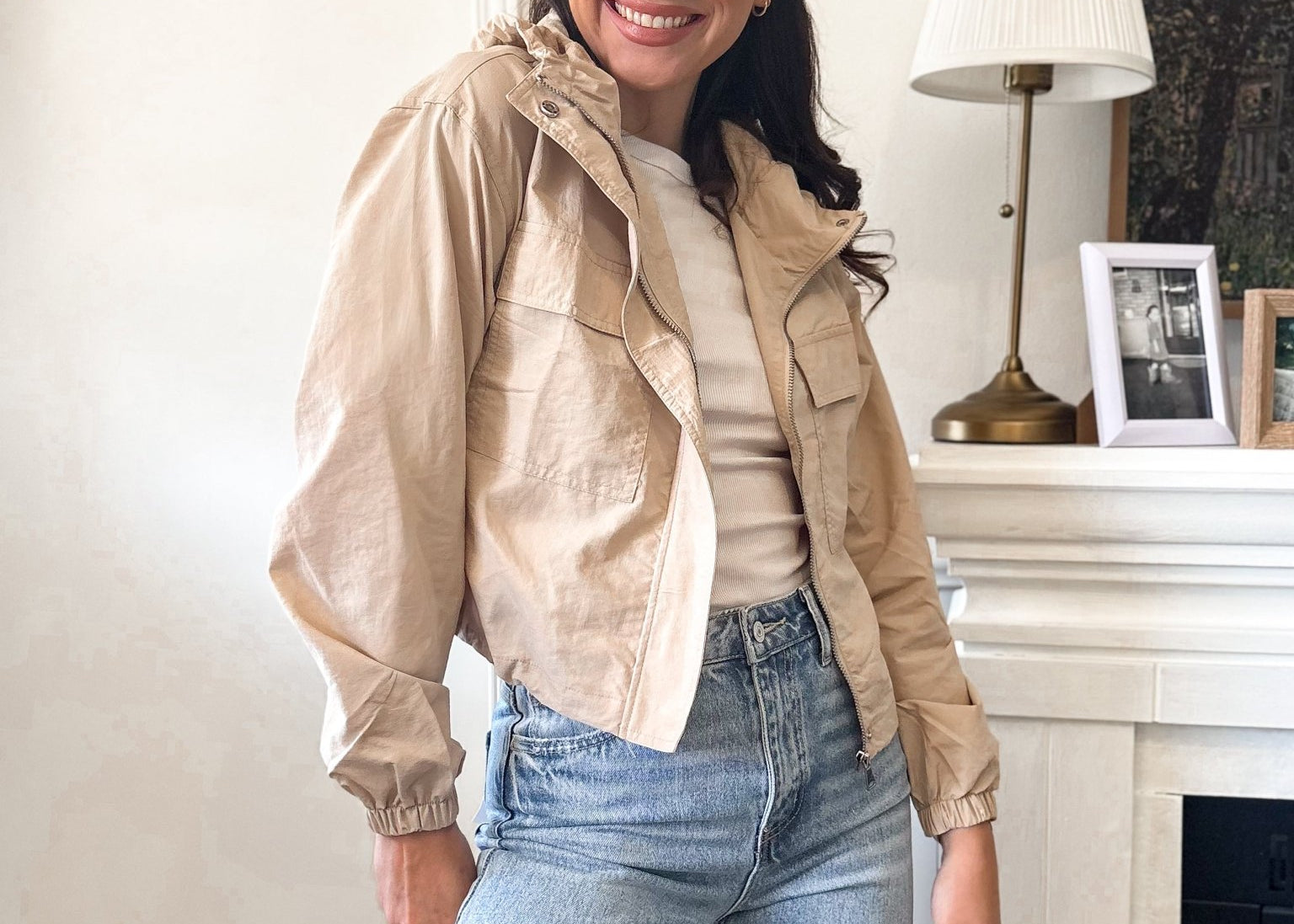 The Harper Beige Windbreaker Jacket - Love and Lee Apparel