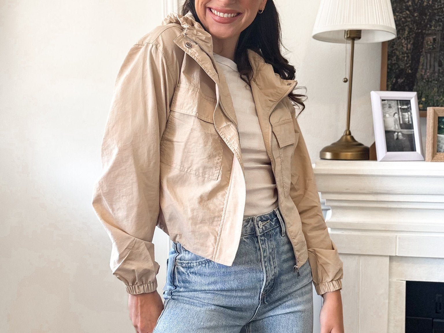 The Harper Beige Windbreaker Jacket - Love and Lee Apparel