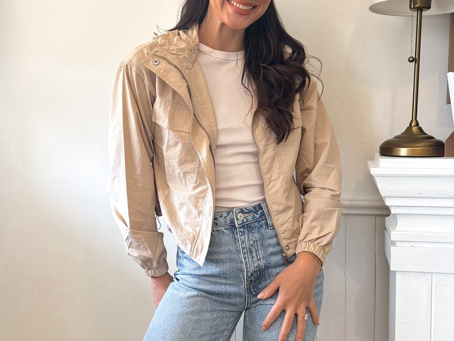 The Harper Beige Windbreaker Jacket - Love and Lee Apparel