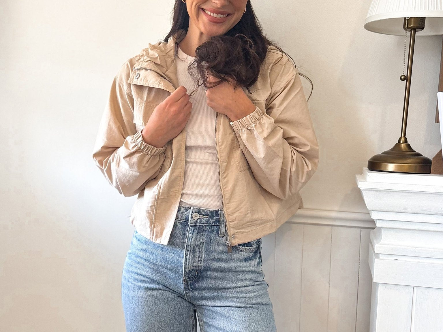 The Harper Beige Windbreaker Jacket - Love and Lee Apparel