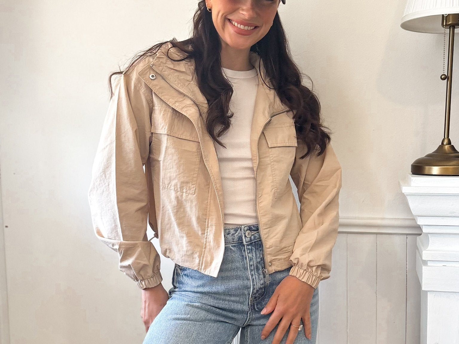 The Harper Beige Windbreaker Jacket - Love and Lee Apparel