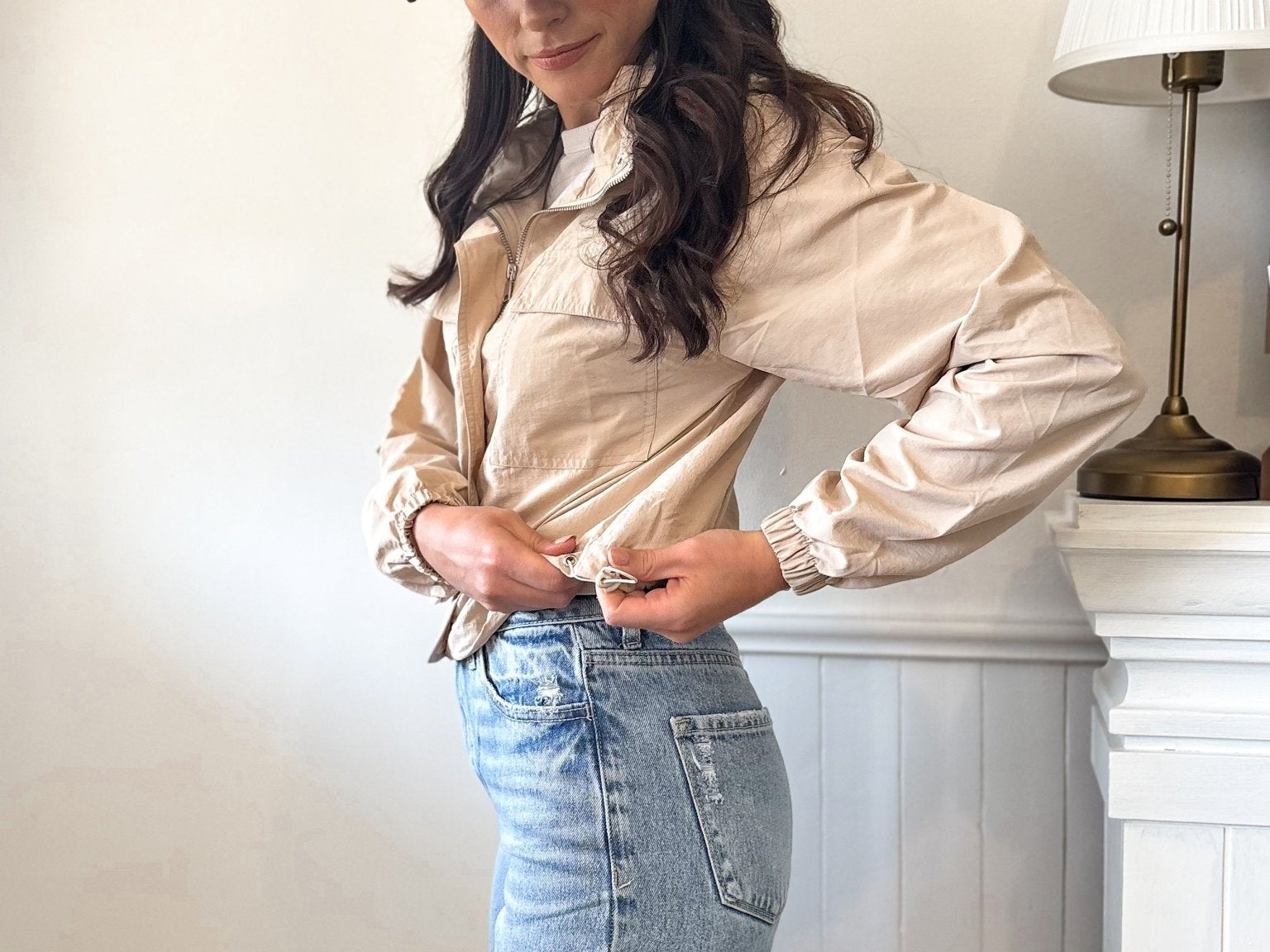 The Harper Beige Windbreaker Jacket - Love and Lee Apparel