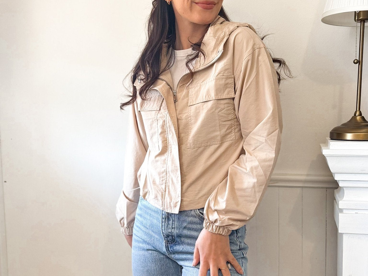 The Harper Beige Windbreaker Jacket - Love and Lee Apparel