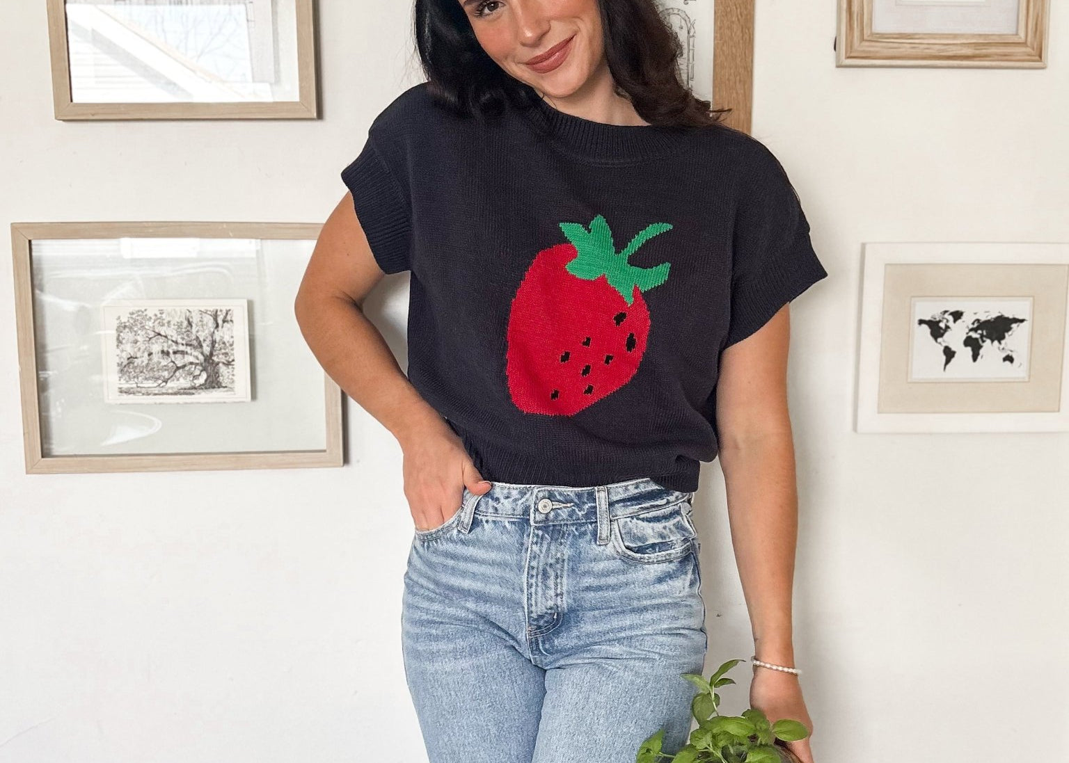 Strawberry Picking Knit T-Shirt - Love and Lee Apparel