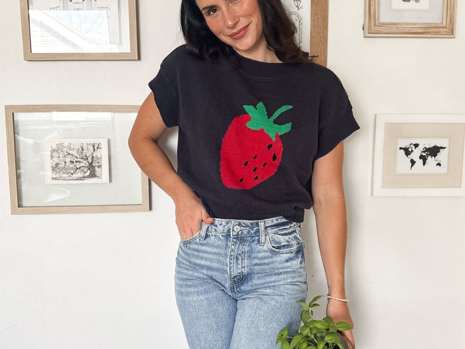 Strawberry Picking Knit T-Shirt - Love and Lee Apparel