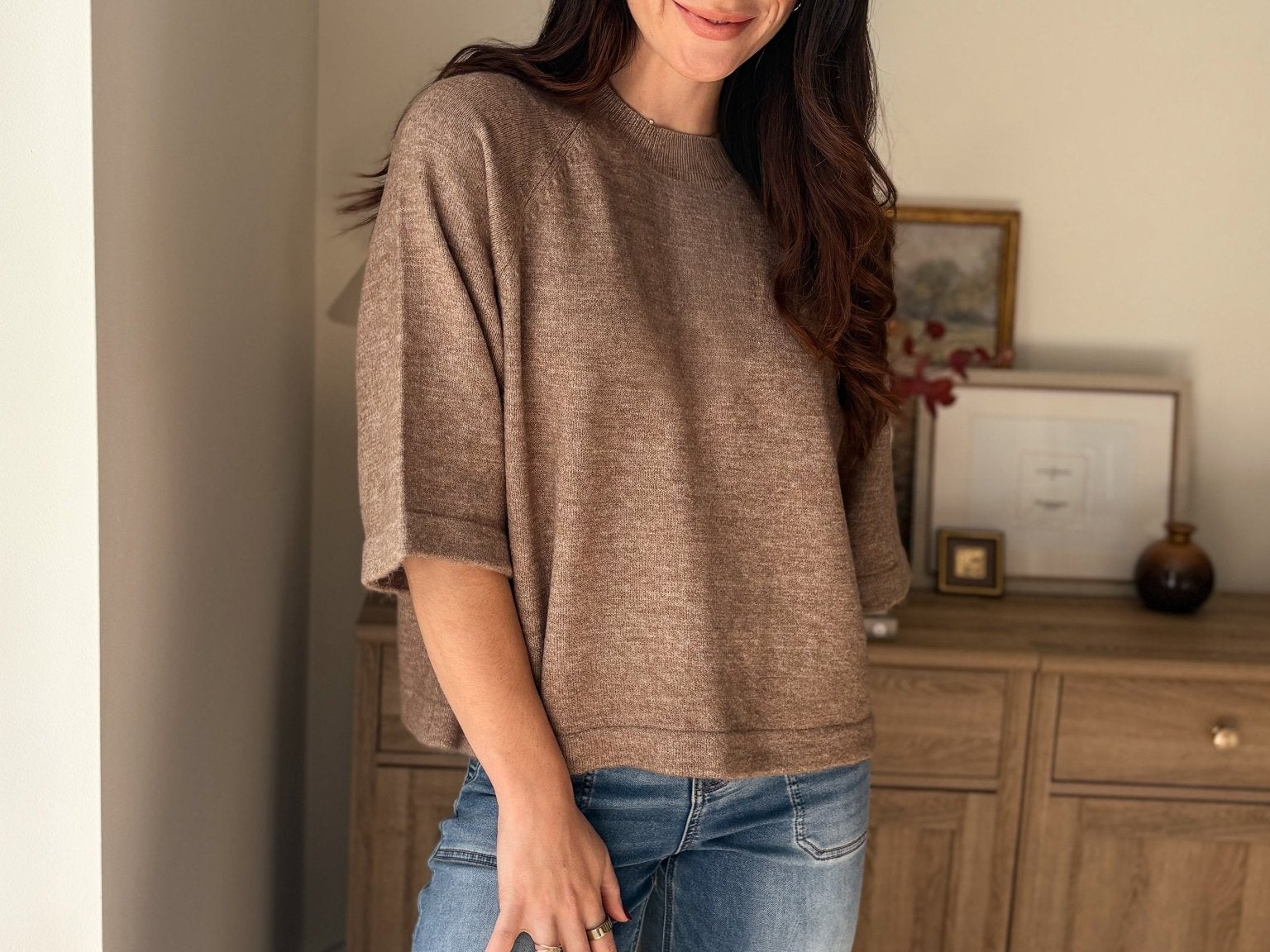The Cedarwood 3/4 Sleeve Knit Pullover Sweater - Love and Lee Apparel