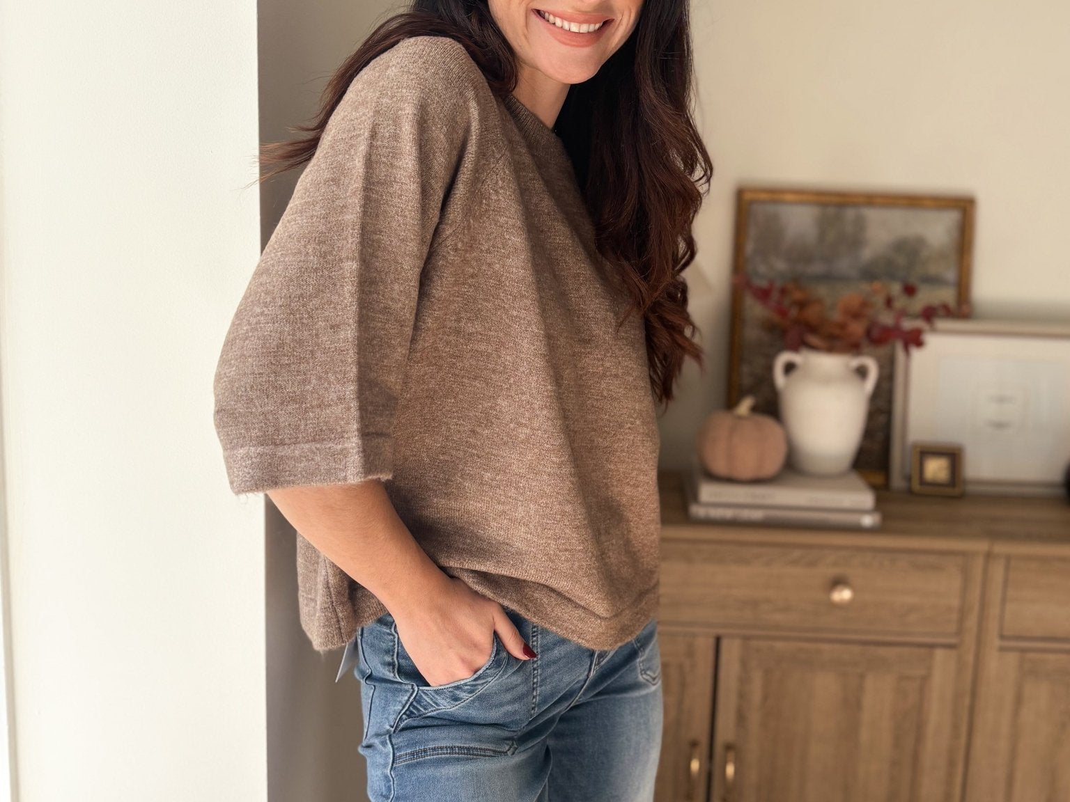 The Cedarwood 3/4 Sleeve Knit Pullover Sweater - Love and Lee Apparel