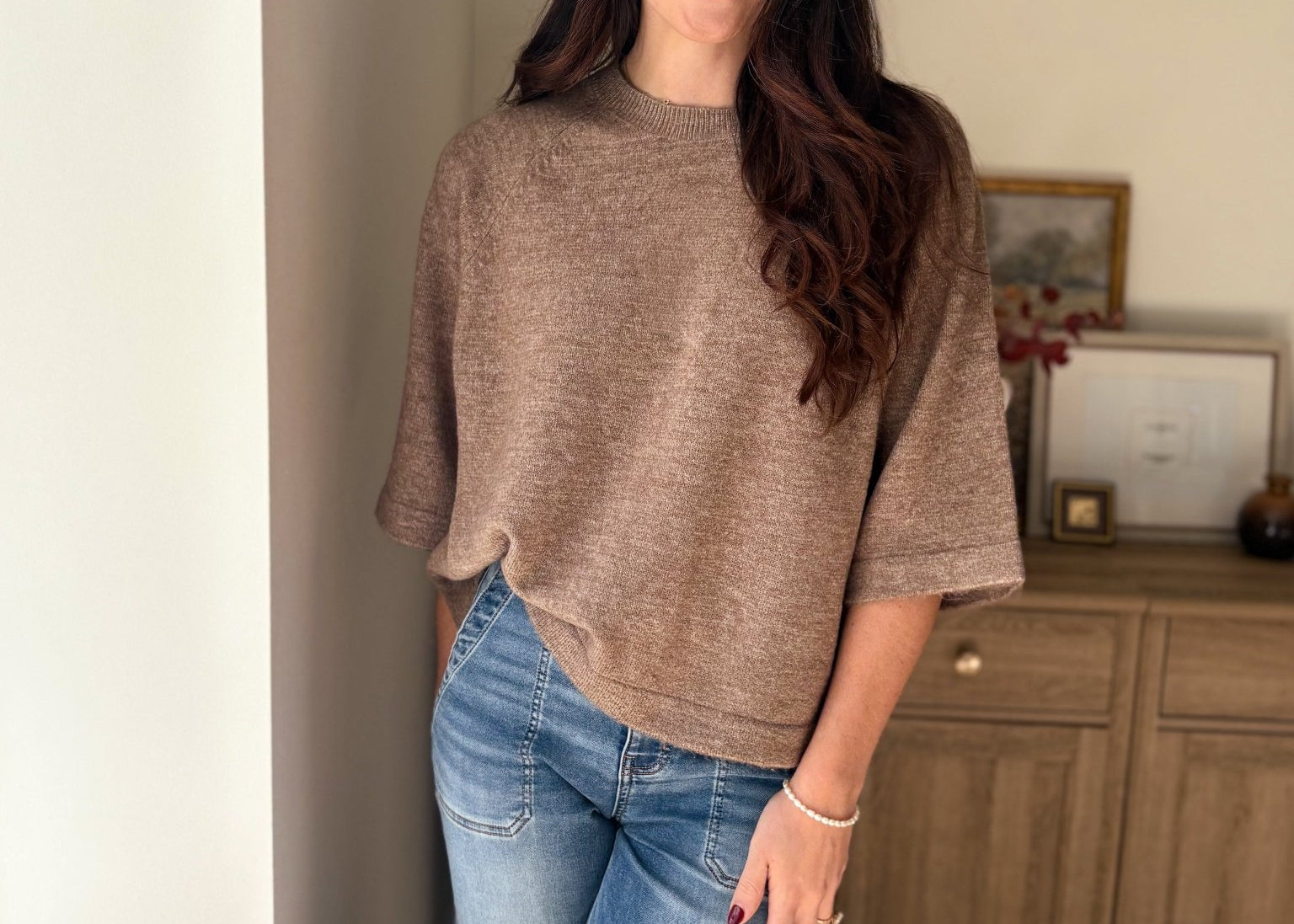 The Cedarwood 3/4 Sleeve Knit Pullover Sweater - Love and Lee Apparel