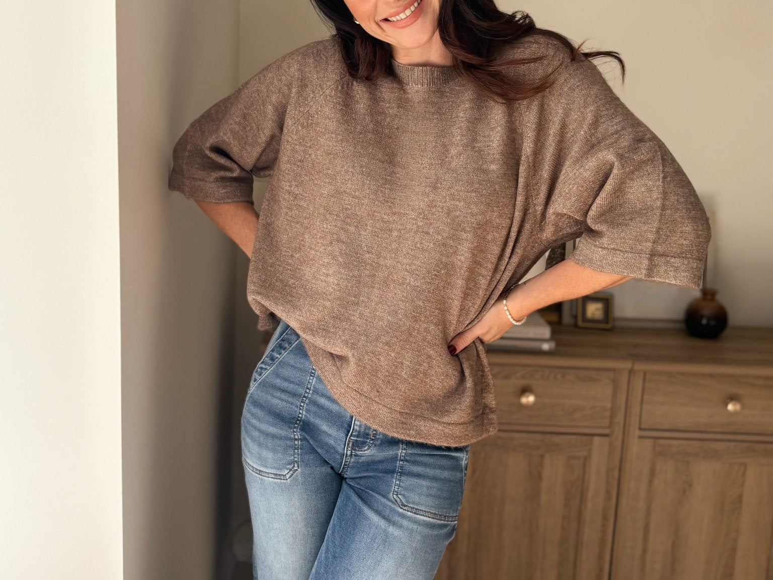 The Cedarwood 3/4 Sleeve Knit Pullover Sweater - Love and Lee Apparel