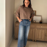 The Kris High Rise Elastic Waistband Ankle Wide Jeans - Love and Lee Apparel