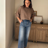 The Kris High Rise Elastic Waistband Ankle Wide Jeans - Love and Lee Apparel