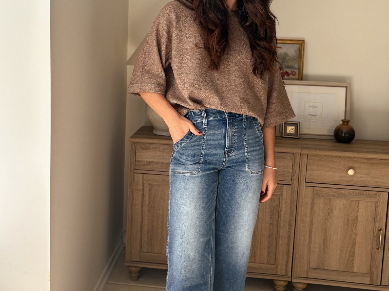 The Kris High Rise Elastic Waistband Ankle Wide Jeans - Love and Lee Apparel