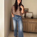 The Kris High Rise Elastic Waistband Ankle Wide Jeans - Love and Lee Apparel