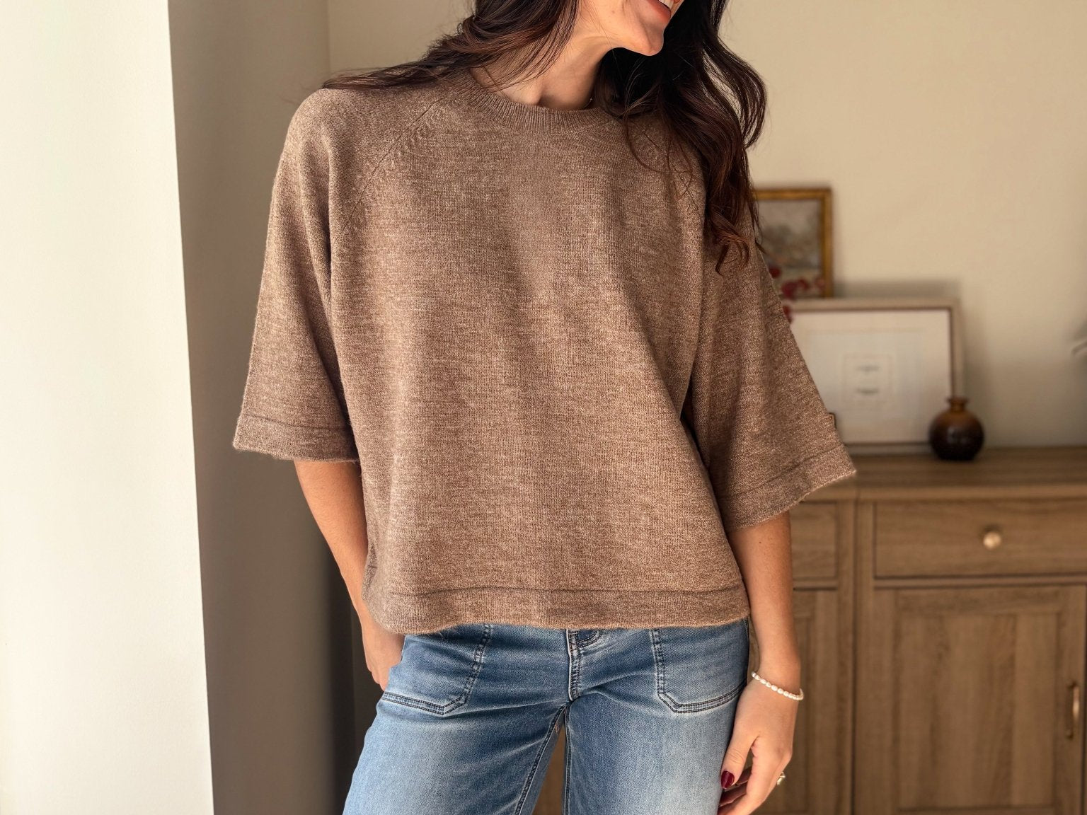 The Cedarwood 3/4 Sleeve Knit Pullover Sweater - Love and Lee Apparel