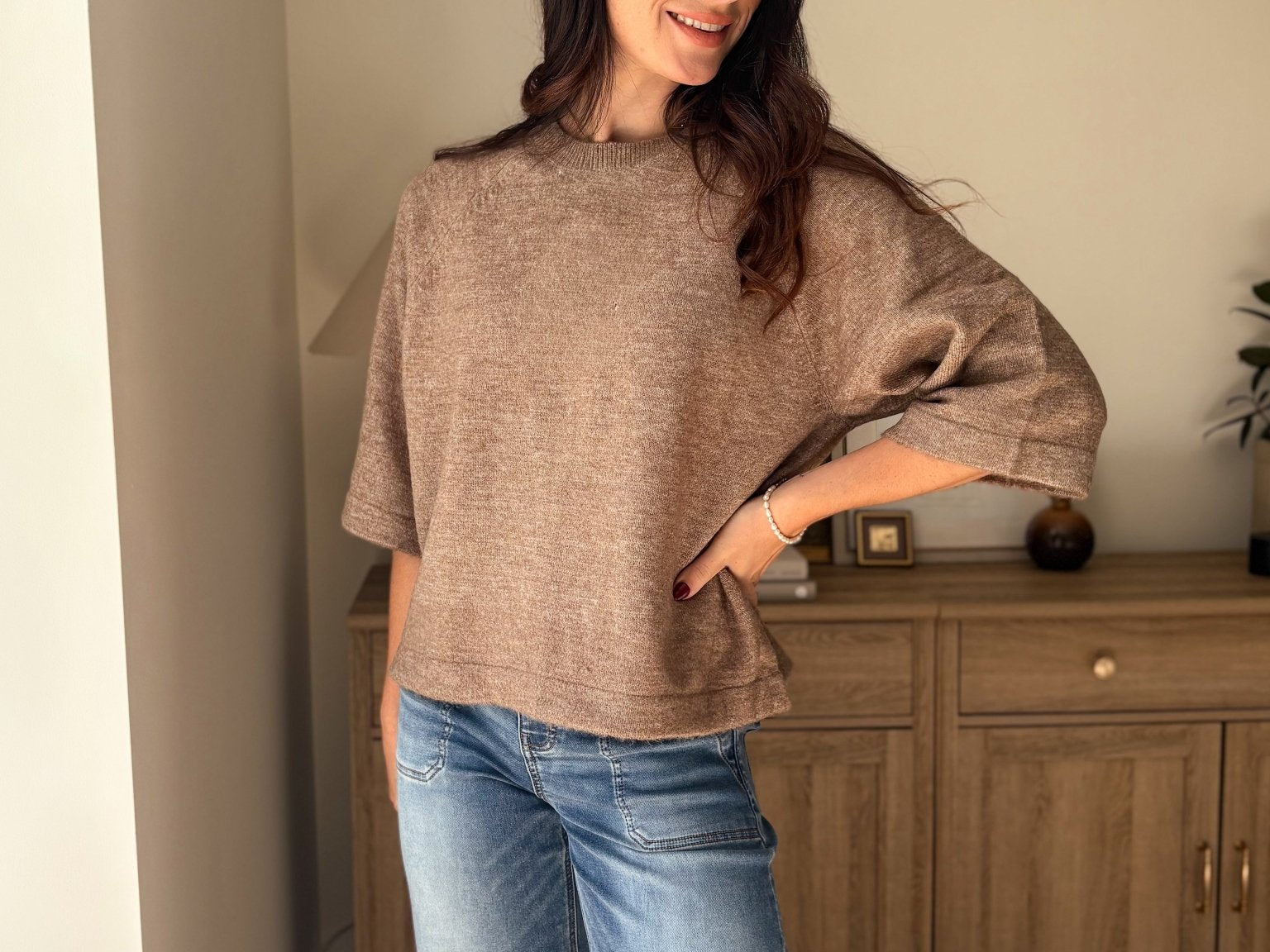 The Cedarwood 3/4 Sleeve Knit Pullover Sweater - Love and Lee Apparel