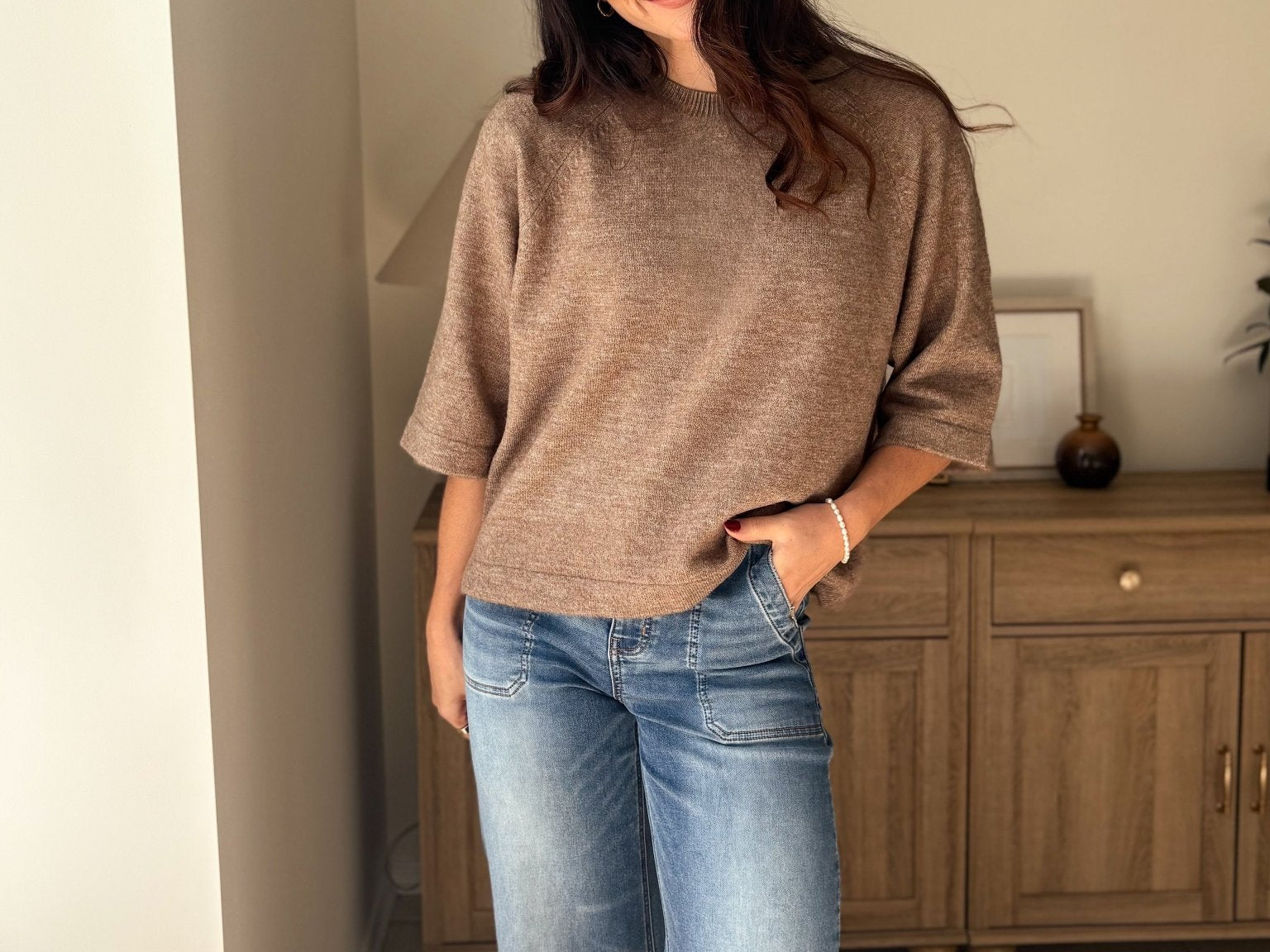 The Cedarwood 3/4 Sleeve Knit Pullover Sweater - Love and Lee Apparel