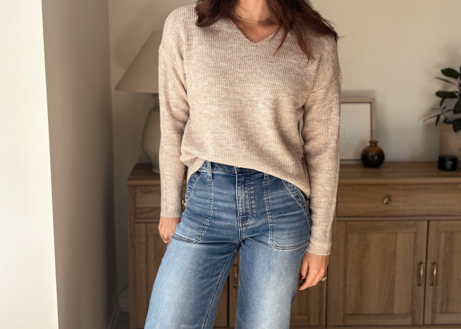 Camilla V-Neck Long Sleeve Knitted pullover - Love and Lee Apparel