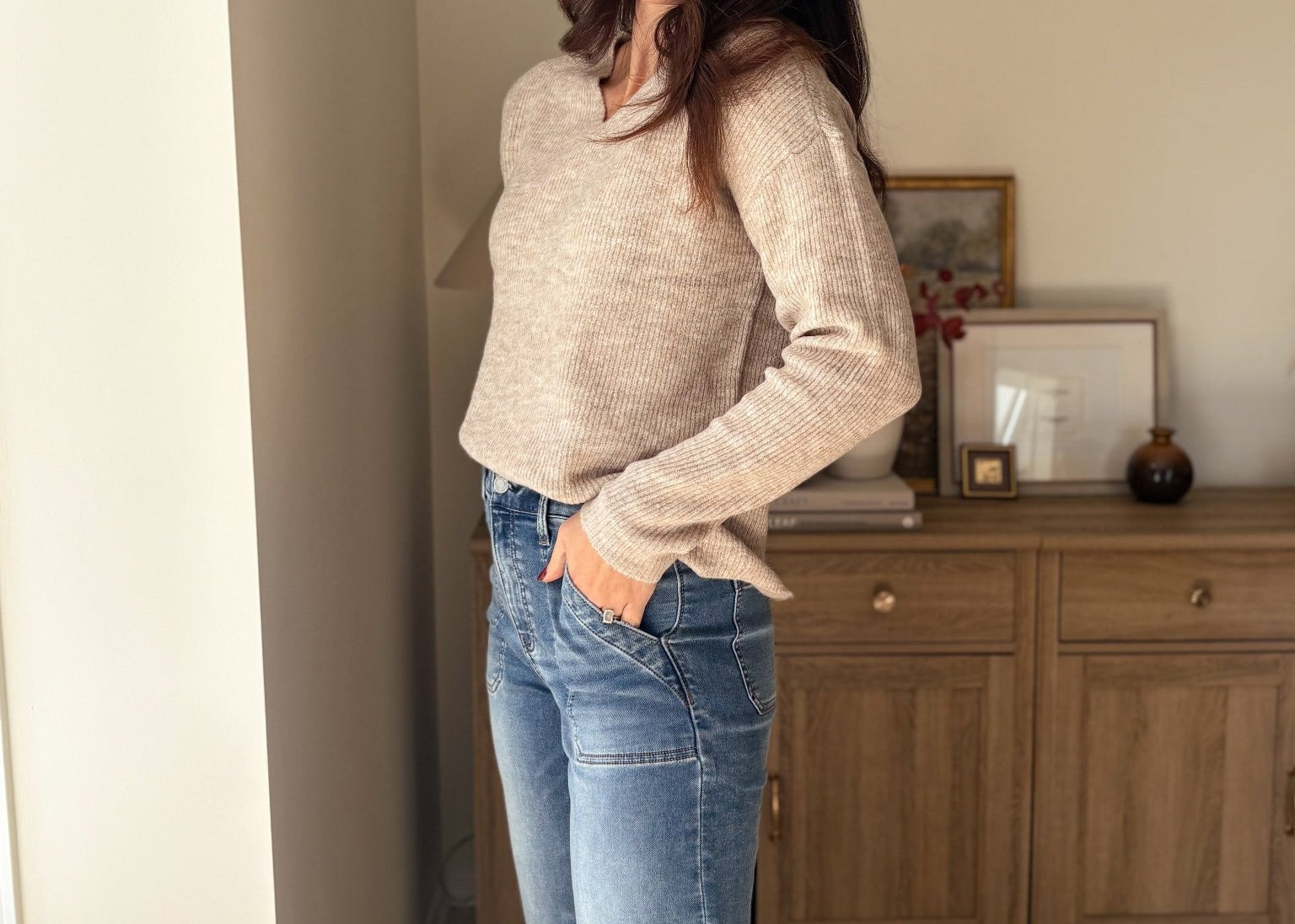 Camilla V-Neck Long Sleeve Knitted pullover - Love and Lee Apparel