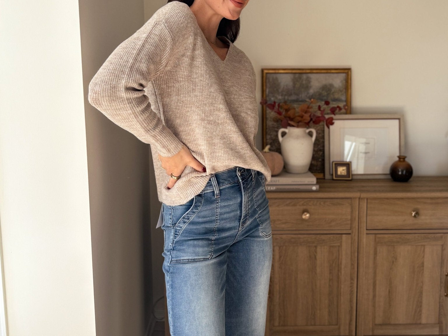 Camilla V-Neck Long Sleeve Knitted pullover - Love and Lee Apparel