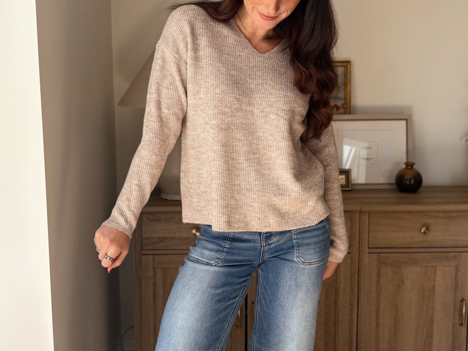 Camilla V-Neck Long Sleeve Knitted pullover - Love and Lee Apparel