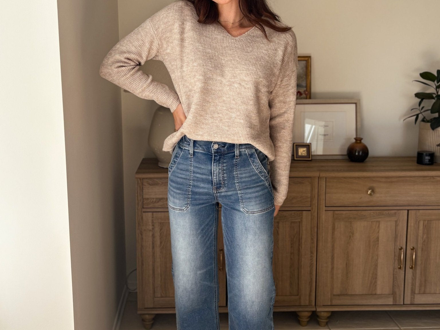 Camilla V-Neck Long Sleeve Knitted pullover - Love and Lee Apparel