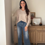 The Kris High Rise Elastic Waistband Ankle Wide Jeans - Love and Lee Apparel