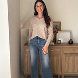 The Kris High Rise Elastic Waistband Ankle Wide Jeans - Love and Lee Apparel