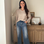 The Kris High Rise Elastic Waistband Ankle Wide Jeans - Love and Lee Apparel