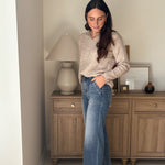 The Kris High Rise Elastic Waistband Ankle Wide Jeans - Love and Lee Apparel