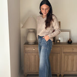 The Kris High Rise Elastic Waistband Ankle Wide Jeans - Love and Lee Apparel