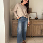 The Kris High Rise Elastic Waistband Ankle Wide Jeans - Love and Lee Apparel