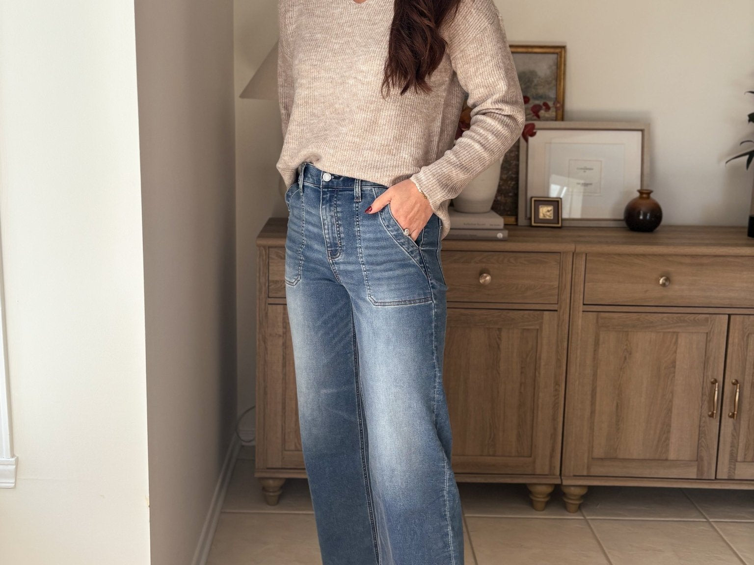 The Kris High Rise Elastic Waistband Ankle Wide Jeans - Love and Lee Apparel