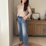 The Kris High Rise Elastic Waistband Ankle Wide Jeans - Love and Lee Apparel