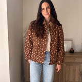 The Golden Hour Floral Corduroy Collar Button Down Denim Jacket - Love and Lee Apparel
