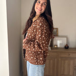 The Golden Hour Floral Corduroy Collar Button Down Denim Jacket - Love and Lee Apparel