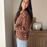 The Golden Hour Floral Corduroy Collar Button Down Denim Jacket - Love and Lee Apparel