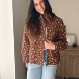 The Golden Hour Floral Corduroy Collar Button Down Denim Jacket - Love and Lee Apparel