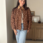 The Golden Hour Floral Corduroy Collar Button Down Denim Jacket - Love and Lee Apparel